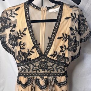 Honey Belle Cream and Black Lace Detail Top